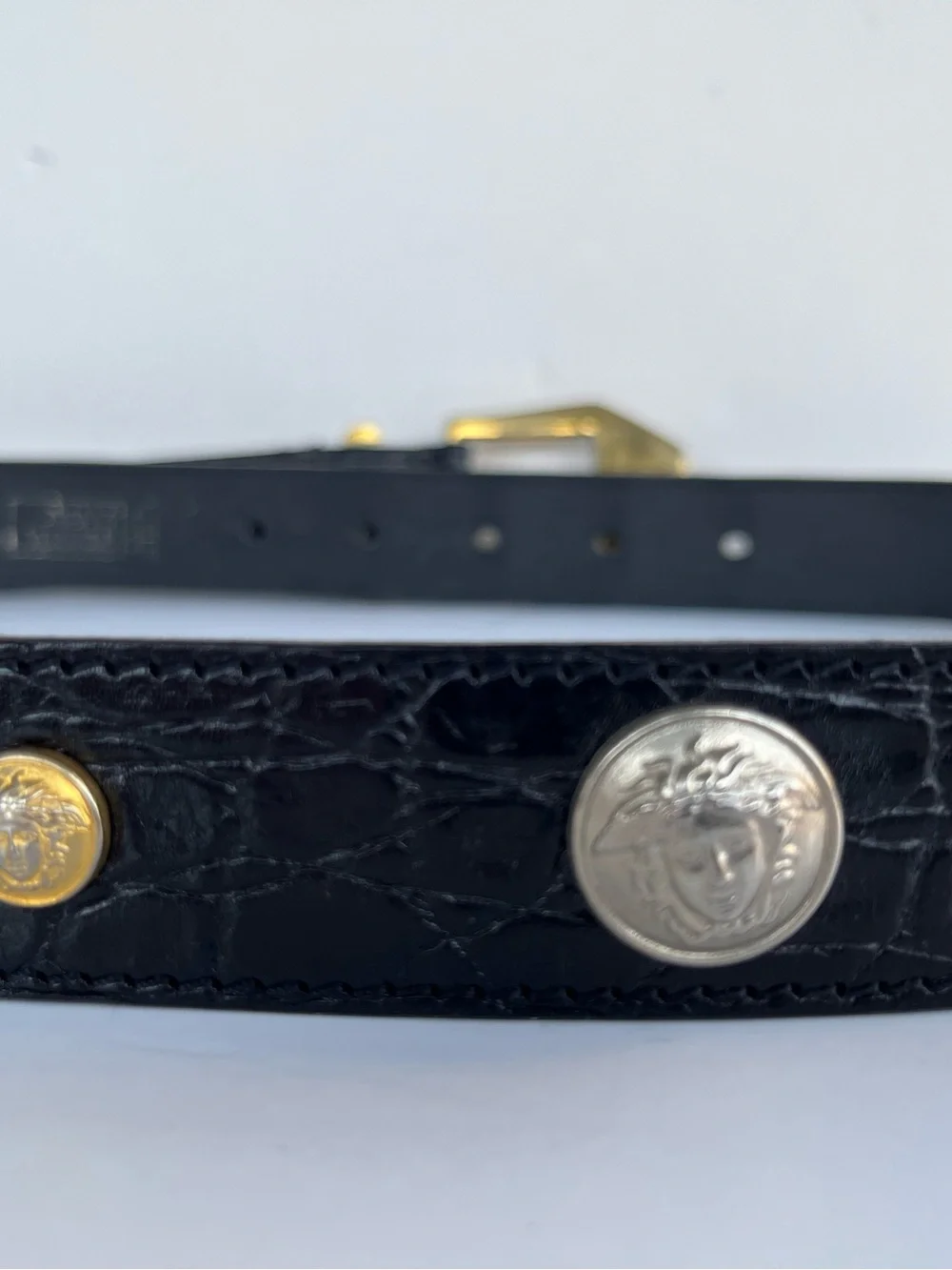 Gianni Versace Vintage Leather Belt- Size 36-Black